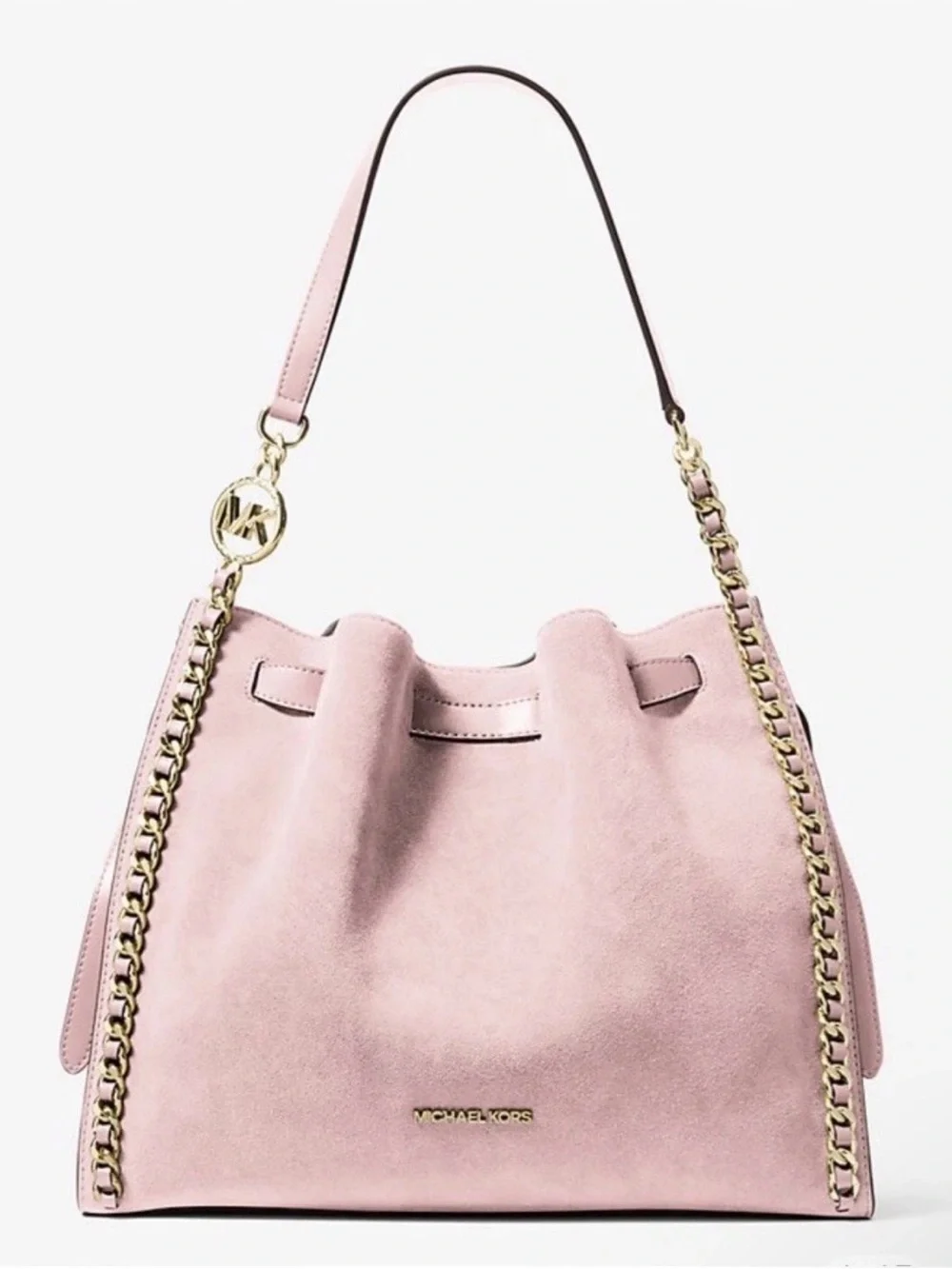 MICHAEL KORS  Mina Large Pink Suede Chain Shoulder Bag NWT